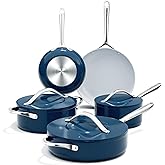 Ceramic Cookware Set 8 Pieces Nonstick Pots and Pans Set with Lid PFAS-Free Non Toxic Cookware w/ G7 Ceramic Coating, Induction Compatible, Oven Safe, Quick & Even Heat Distribution, Navy Blue
