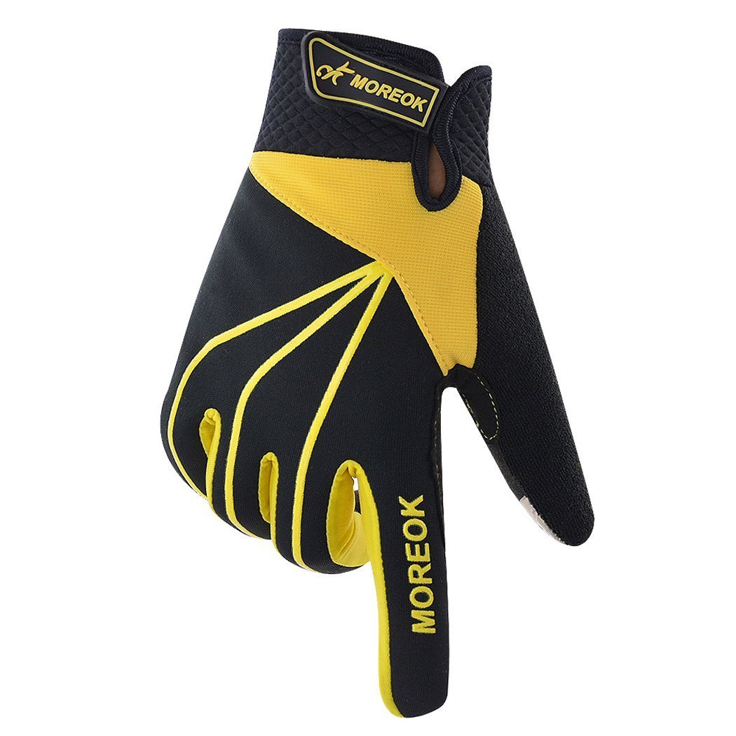 MOACC Cycling Gloves Shock-absorbing Gel pad Breathable Anti-slip Wearable Abrasion Full Finger Moutain Bike Road Racing Bicycle (L)