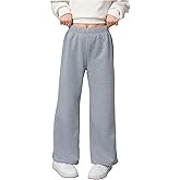 SHENHE Girl's Fleece Lined Sweatpants Wide Leg Open Bottom Athletic Loose Sweatpants
