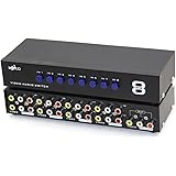 E-SDS 8-Way AV Switch RCA Switcher 8 in 1 Out Composite Video L/R Audio Selector Box for DVD STB Game Consoles CV0235