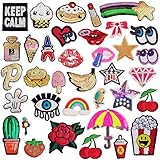 SIX VANKA Glitter Sequins Patches 36pcs Assorted Color Iron On Embroidered Applique DIY Decoration Sew on Patch for Jeans Clothing Jacket Handbag Shoes (Glitter Sequins Appliques Patches Set)