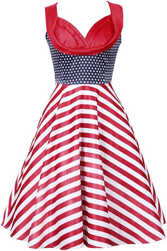 KILLREAL Women's Vintage 1950s Cut Out V-Neck Sleeveless Casual Swing Dress