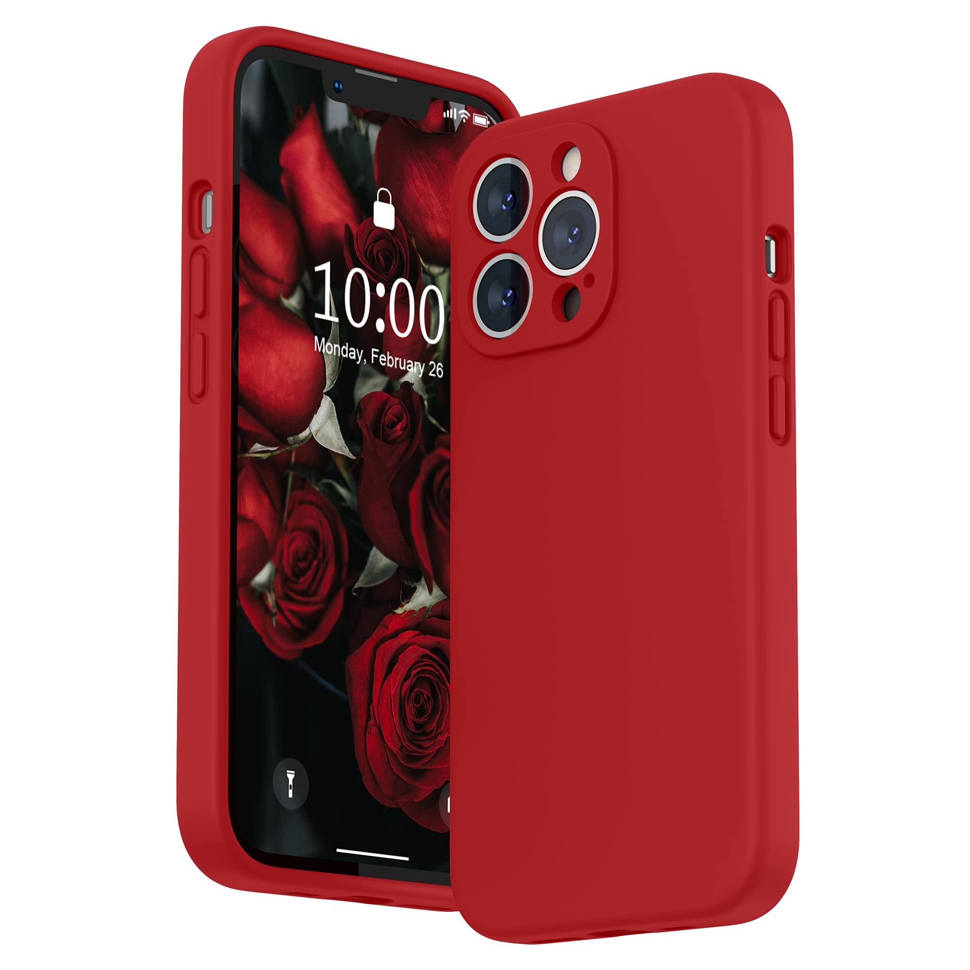 SURPHY Liquid Silicone Case for iPhone 13 Pro Case, Individual Protection for Each Lens Shockproof Rubber Full Body Thickened Design for iPhone 13 Pro 6.1 inch 2021, Red — image 1