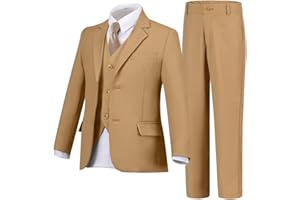AOWDOY Boys Suits Set Slim Fit Kids Toddler Tux Suit for Teen Boy Wedding Outfit Communion Dress Clothes with Jacket Vest Pants Tie