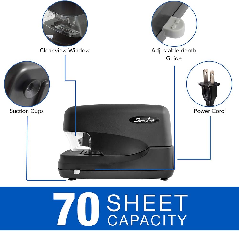 Swingline Electric Stapler, Heavy Duty, 70 Sheet Capacity, Jam Free Stapling, Includes 5000 Staples, Black (69270) : Swingline Heavy Duty Electric Stapler : Office Products