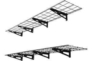 VEVOR 2-Tier Heavy Duty Wall Garage Shelving, 4 Pack 1 x 3 ft Steel Wall Mounted Shelving Unit, 12 x 72 Inch Per Shelf Floati