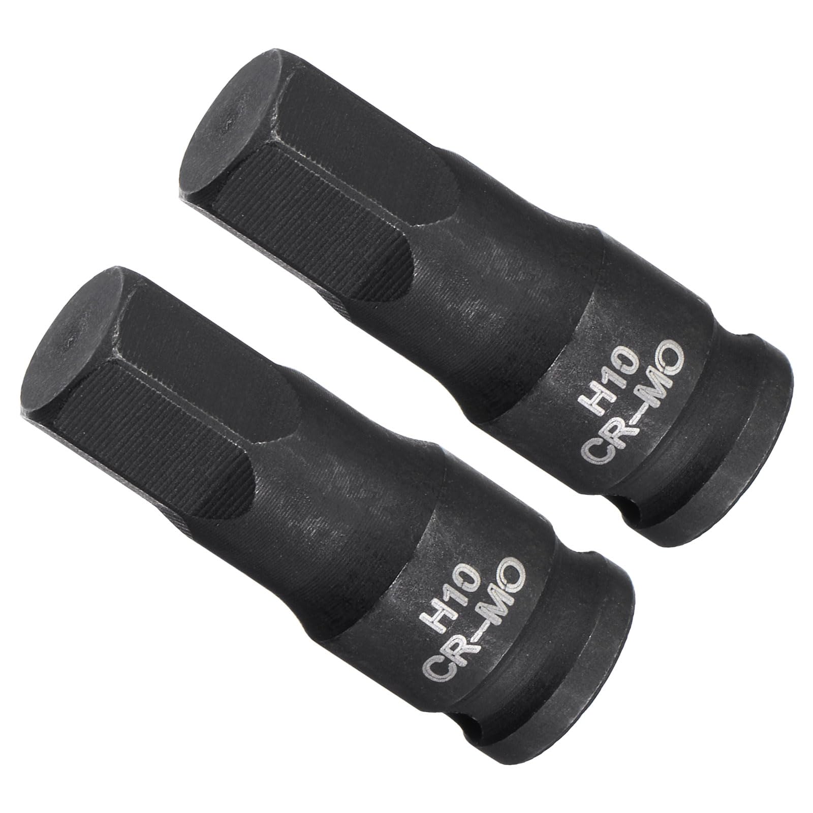 CoCud Impact Hex Bit Socket, 10mm 1/4" Square Drive 35mm Length, CR-MO Chamfer Design Pin Hole Metric Hex Socket - (Applications: for Impact Wrench Home Improvement), 2-Pieces