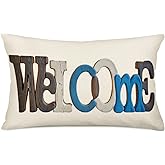 Fukeen Welcome Lumbar Throw Pillow Covers Farmhouse Rustic Decorative Rectangular/Waist Pillowcases 12 x 20 Inch Spring Home Summer Beach Decor Cushion Covers Housewarming Gifts
