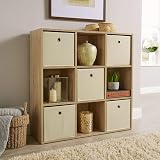 Home Source 9 Shelf Cube Bookcase Oak Effect Storage Unit 90cm view 4