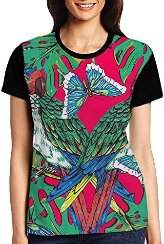 Water Color Parrot Women's Crew Neck T Shirts Teeshirt