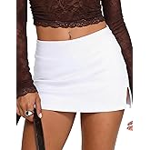 UTNISAN Bodycon Mini Skirts for Women Low Waist Slit Hem Skirts with Shorts Underneath Skorts