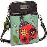 CHALA Garden Animal Collection Cell Phone Crossbody Purse-Women PU Leather/Canvas Multicolor Handbag with Adjustable Strap