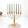 AIM & GGKK Gold 7 Menorahs Candlestick Holder (Set of 1), Candle Holder for Hanukkah