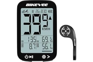 Bikevee Bike Speedometer GPS Wireless Cycling Computer – Auto Start/Stop, Auto Backlight, Waterproof Bicycle Odometer MPH KM/H, 2.4" LCD Display