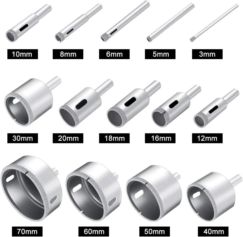 Diamond Coated Hole Saw Set Professional Diamond Coated Drill Bits Probe Drill Bit Hole Extractors for Glass Surfaces Ceramic Tiles and Marble - Image 3