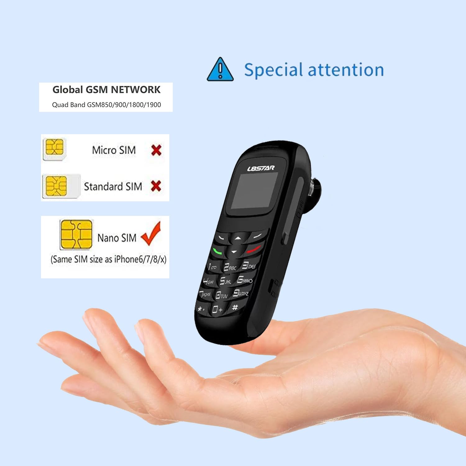 Longben Tiny Mini Mobile Phone L8Star BM70 Bluetooth Earphone Dialer/Handset The Smallest Phone Unlocked Weight only 0.58 OZ (Black)