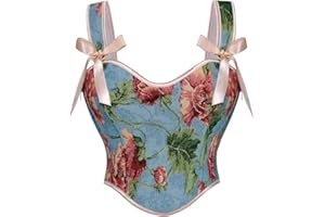 Scarlet Darkness Corset Tops for Women Floral Lace Up Bustier Corset with Zipper Size 6-18