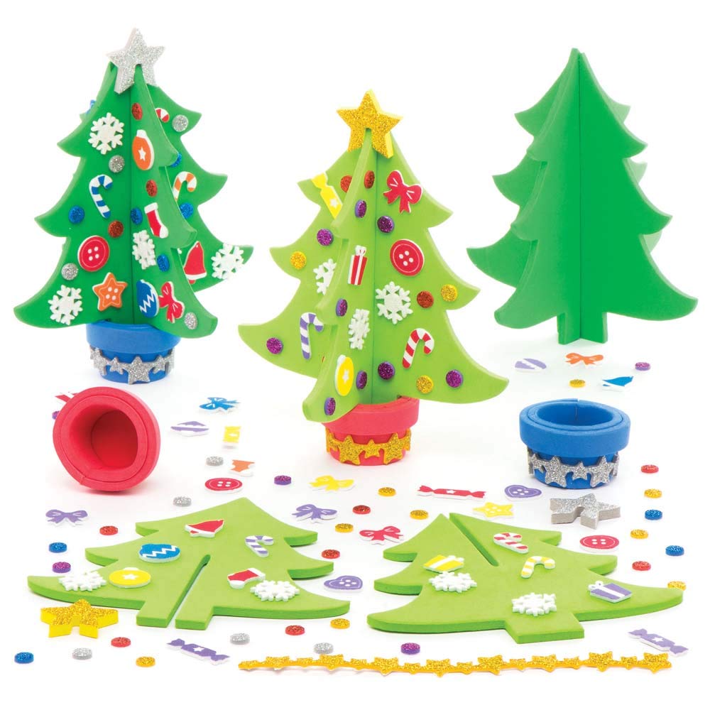 Baker Ross Christmas Tree Kits - Pack of 4, Christmas Foam Craft Kit for Kids (AR802)
