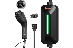 ROMAA Level 1 and Level 2 Portable EV Charger J1772 16A - Dual Voltage 120V 240V Home Charging Station, 3.8 kW, Adjustable 8 to 16A, ETL to UL 2594 2231, FCC Part 15, NEMA Type 4, 25 ft, PHEV Ready