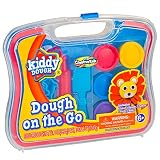 KIDDY DOUGH On The Go - Starter Set with Modeling Tools - Includes 6 Colors of Dough, 7 Cutters, 1 Knife, 1 Rolling Pin & Travel Carrying Case for Endless Design Possibilities - Ages 6+