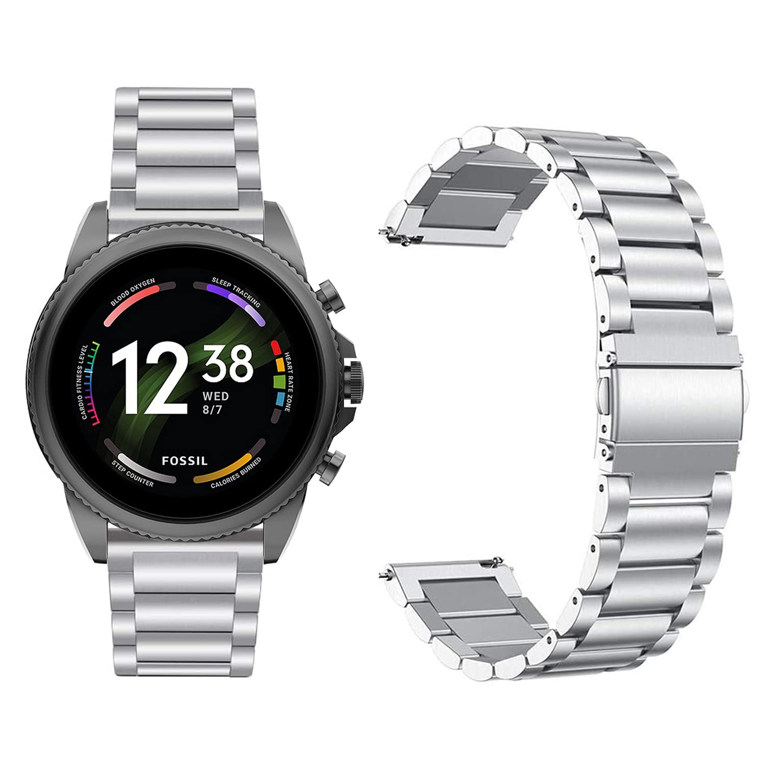 Giaogor Bracelet Compatible with Fossil Gen 6 Smartwatch, Classic Stainless Steel Watch Strap for Fossil Gen 6 42 mm/44 mm Smartwatch, 44mm herren,