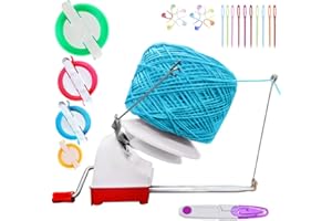 RRIGO Large Capacity Yarn Ball Winder - Yarn Winder Easy to Set Up and Use - Hand Operated Yarn Winder 10 Ounce Capacity +1 Set Pompom Maker +20 PCS Needle Button Set+1 PCS Scissors