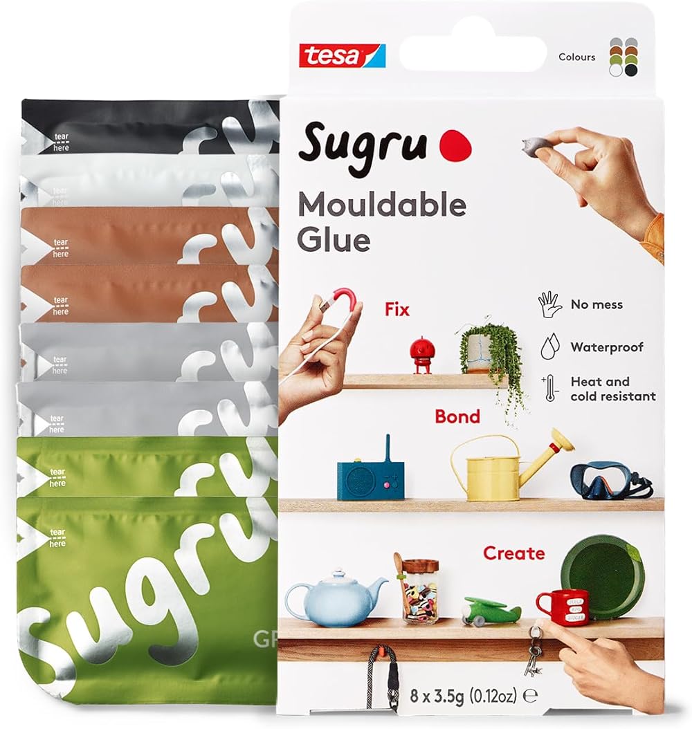 tesa Sugru Mouldable Glue Multipack Black White Green Brown Gray 8-Pack