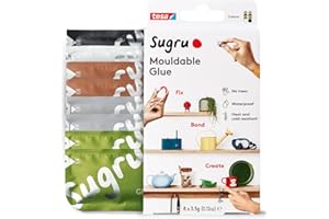 Tesa Sugru Super Glue - Waterproof Glue for Home Improvement + Craft Glue Tasks - Use as Wood Glue, Poster Putty or Silicone Adhesive for Repairing + Bonding - 8 Pack - Natural Colors (3.5g/ea)