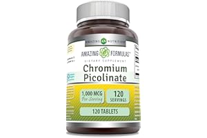 AMAZING NUTRITION Amazing Formulas Chromium Picolinate 1000 Mcg | Tablets Supplement | Non-GMO | Gluten-Free | Made in USA (120 Count, 1 Pack)