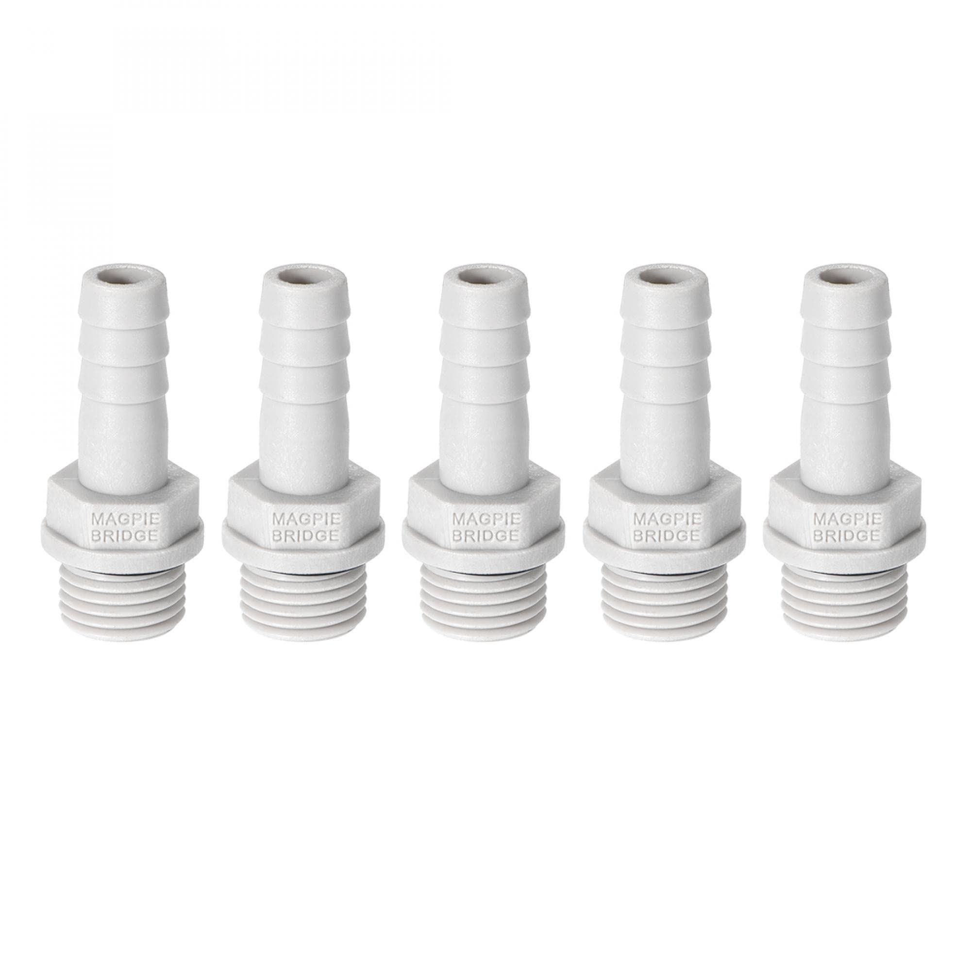 sourcing map PVC Barb Hose Fitting Connector Adapter 8mm or 5/16" Barbed x 1/4" G Male Pipe 5pcs