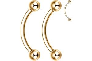 GAGABODY Titanium Eyebrow Jewelry - Curved Barbell & Labret Stud, 16g - Belly Button Ring & Cartilage Earring - Opal Bridge Jewelry