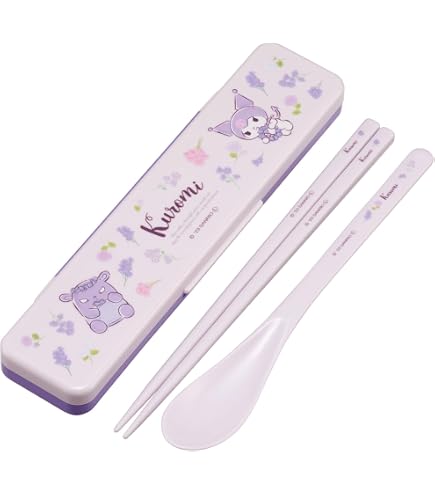 Kuromi Essstäbchen & Löffel Set Mit Etui – Offizielles Sanrio Produkt, Spülmaschinenfest, Japanisches Design