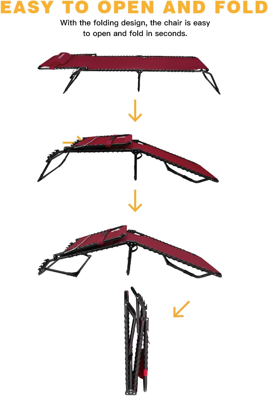 portable pool lounge chairs on Kingcamp 3 Fold Outdoor Folding Chaise Lounge Chair For Beach Blue Lawn Patio Portable Lightweight Heavy