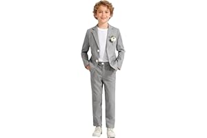 LOLANTA Boys Linen Suit Slim Fit Kids Lightweight Suit Jacket Pant Set for Family Gatherings, Holiday Celebrations, School