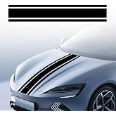 49"x 8.7" Car Hood Stripe Sticker Decal, Vinyl Auto Racing Body Side Stripe Decal, Fenders Roofs Tailgates Modified Exterior Decoration Universal for Car SUV Truck(Black)