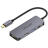 QGeeM USB C Hub, 4 in 1 USB-C Hub Adapter to 4K HDMI USB Type-C Hub, USB 3.0, 100W PD Charger, USB 2.0m, Compatible with MacB