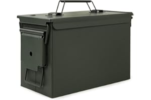GUGULUZA Metal Ammo Can 30/50 Cal, Lockable Bullet Storage Case, Waterproof & Airtight Containers Box with Flip Top for Long-