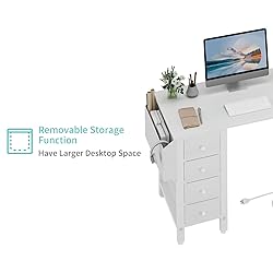 Lufeiya White L Shaped Computer Desk with Drawers