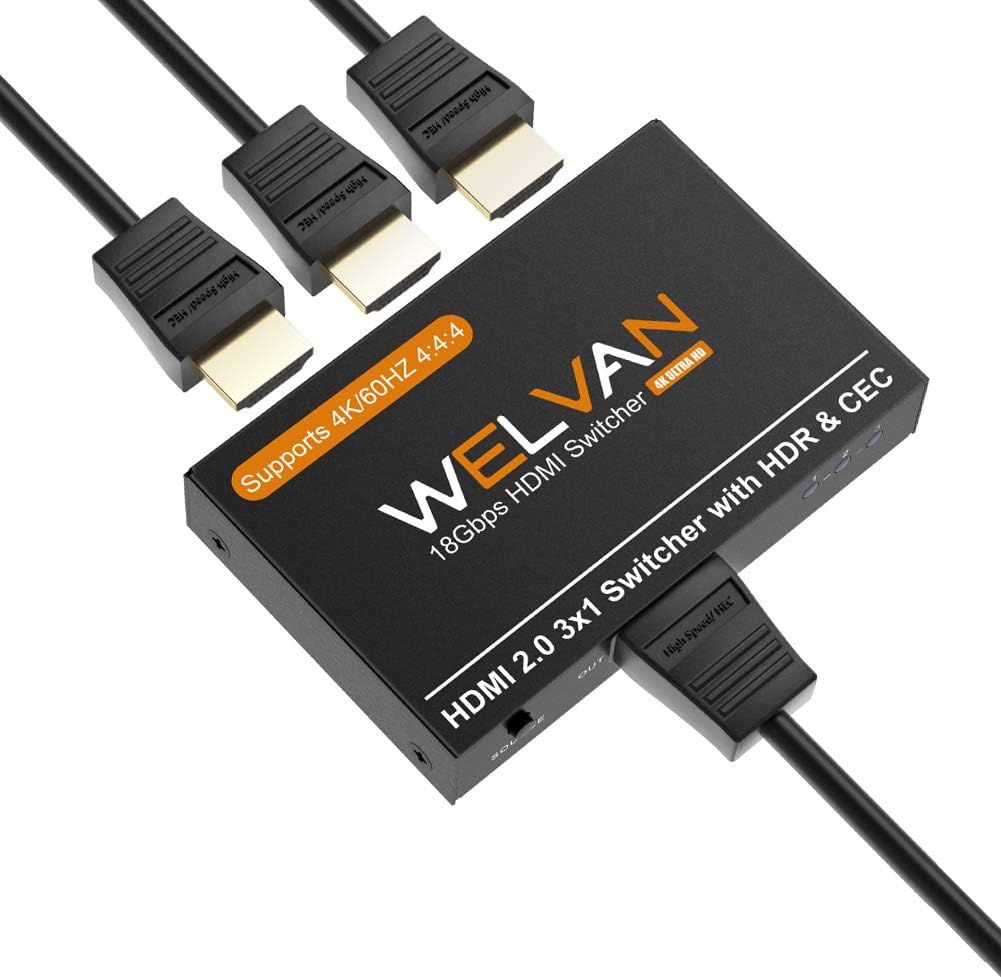 3x1 HDMI Switch HDMI 2.0 Switcher 4K 60Hz 3D HDR 3 in 1 Out HDMI Selector Box HDMI Splitter HDMI Adapter for TV 3 Port HDMI Hub Converter for Xbox PS4pro Roku HDTV: Electronics