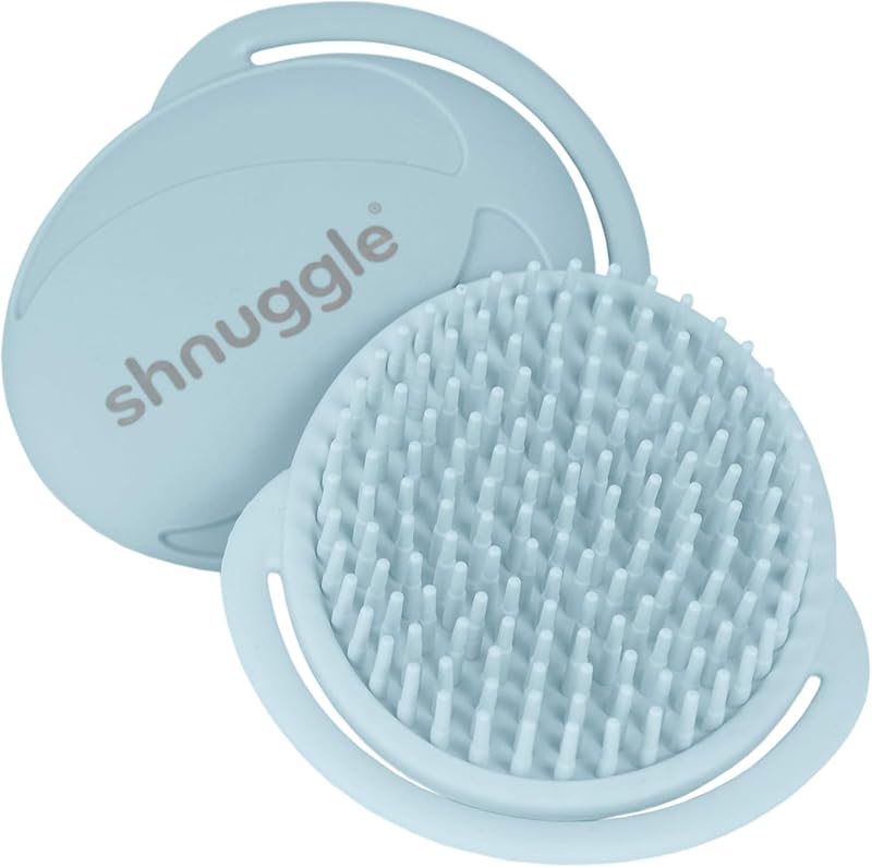 Shnuggle Baby Bath Brush Soft Silicone Scalp Cradle Cap Brush Blue