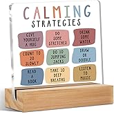 Calming Corner Table Desk Decors, Calm Down Corner Supplies Therapist Office Decor, Positive Affirmations Acrylic Sign, Acrylic Plaque with Stand, Counseling Room Therapy Office Home Bedroom Decor