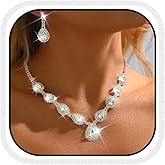 Unicra Bridal Wedding Jewelry Set Silver Rhinestone Necklace Earrings Bracelet Sets Prom Formal Costume Jewelry for Women and Brides