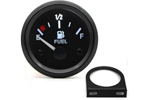Shkalacar Marine Fuel Gauge 2'' 52mm 12V Pointer Car Fuel Tank Meter with LED Backlight Rim Automotive Gauge for Car RV Truck