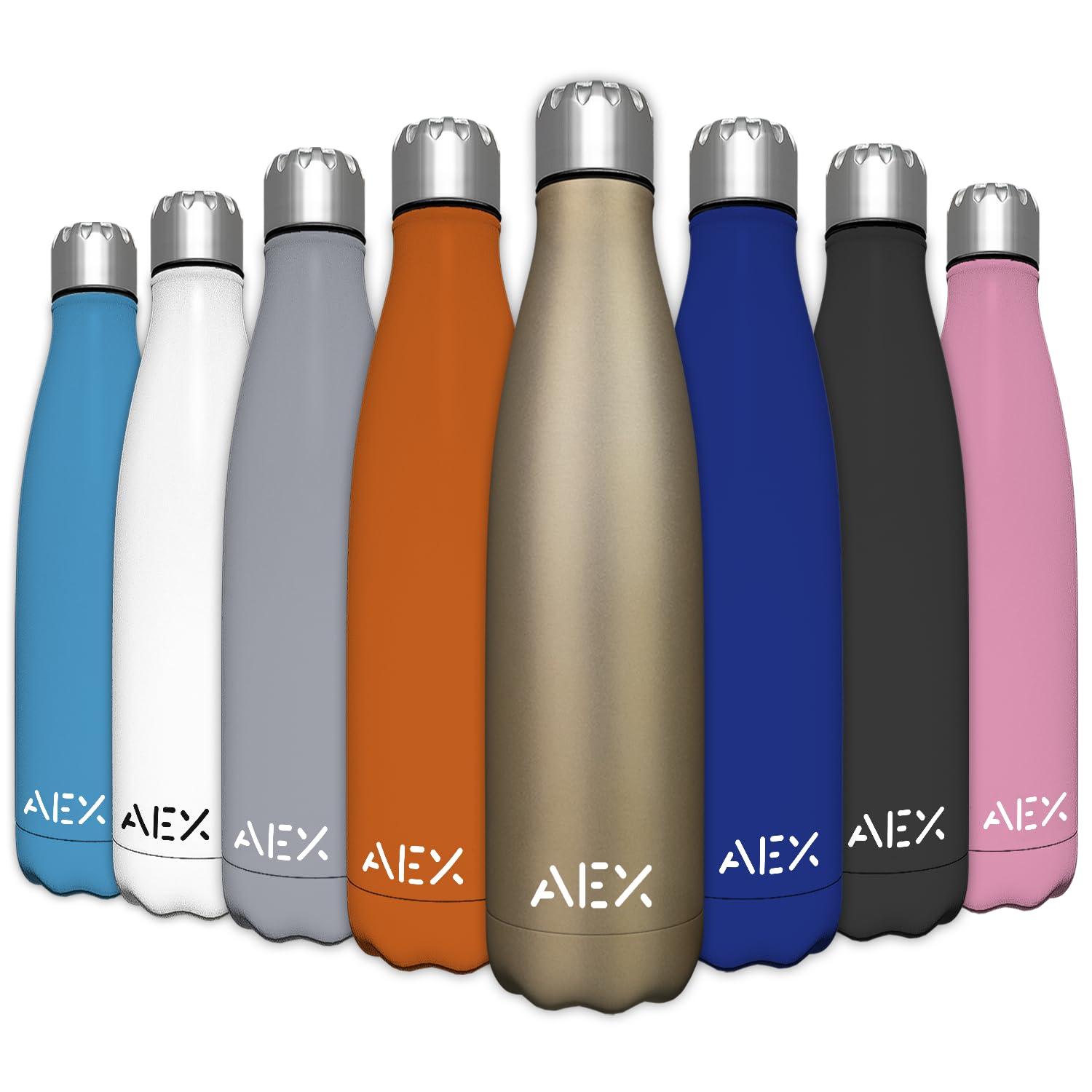 AEX Stainless Steel Vacuum Flask | Double Walled Insulated Bottle | 1000ml Gold Matt | Reusable Hot & Cold Drink