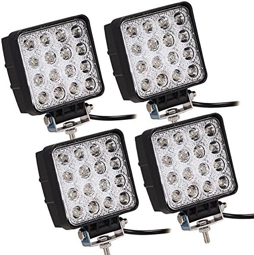 ATNEC LED Light Bar 4X 48W Round Flood LED Work Light Driving Fog Light Off Road Lights IP67 Waterproof for Off-road, Truck, Car, ATV, SUV, Jeep, Boat