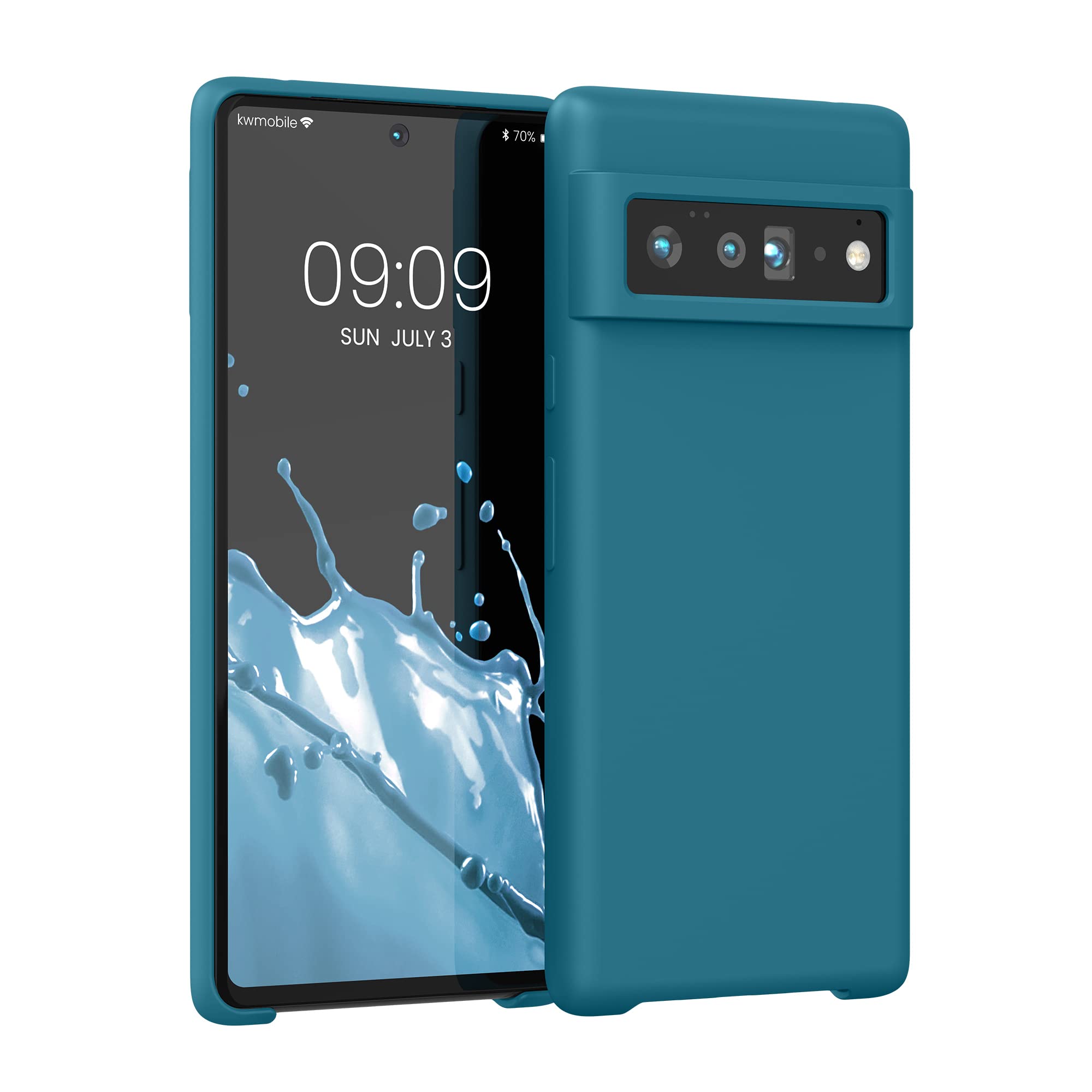 kwmobile Case Compatible with Google Pixel 6 Case - TPU Silicone Phone Cover with Soft Finish - Teal Matte — image 1