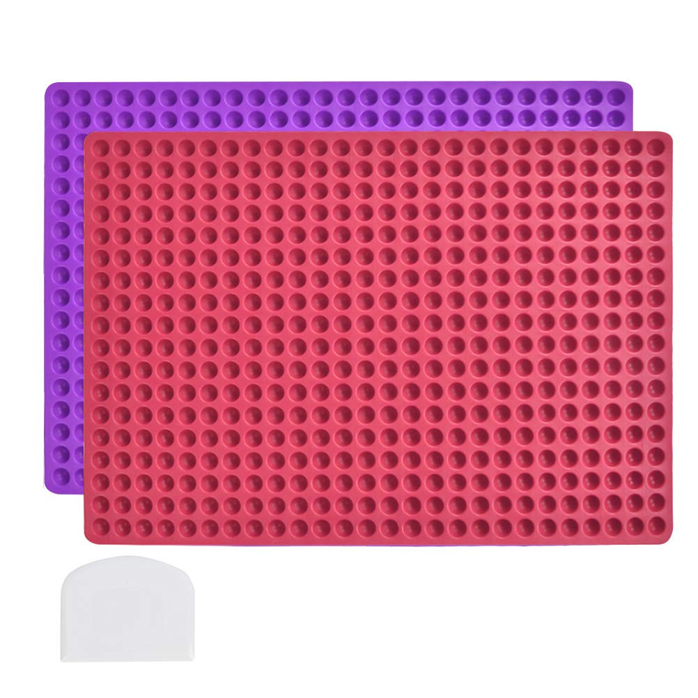 POKIENE Silicone Baking Mat with Spatula(3 Pcs) | 1.2cm Hemisphere Chocolate Mold Cooking Mat |468-holes Baking Molds Food Grade Baking Mat for Biscuit Chocolates or Dog Treats| Reusable &Non-Stick