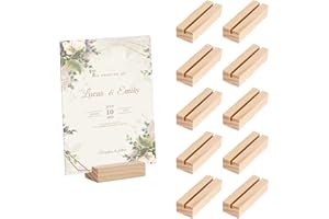 10 PCS Wood Place Card Holders,Wood Sign Holders,Table Number Holder Stands,Picture Holder,Name Card Holder for Wedding,Retai