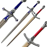 42.12-inch Metal Rellana Twin Blades, ER Sword, Silver-Grained Stainless Steel Blade, with Exquisite Hanging Plate,Game Cosplay Props Suitable for Collection Display and Gift.