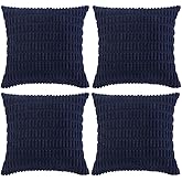 Fancy Homi 4 Packs Navy Blue Decorative Throw Pillow Covers 18x18 Inch for Living Room Couch Bed Sofa, Rustic Modern Farmhouse Boho Home Decor, Soft Plush Corduroy Square Cute Cushion Case 45x45 cm